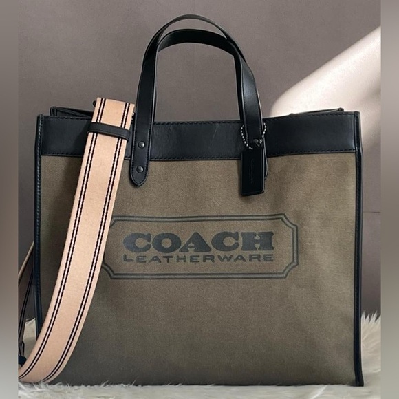 Coach Handbags - C8457 - Coach Field Tote 40 in Organic Cotton Canvas with Coach Badge